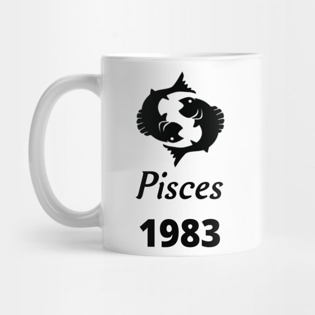 Black Zodiac Birthday Pisces 1983 by Down Home Tees